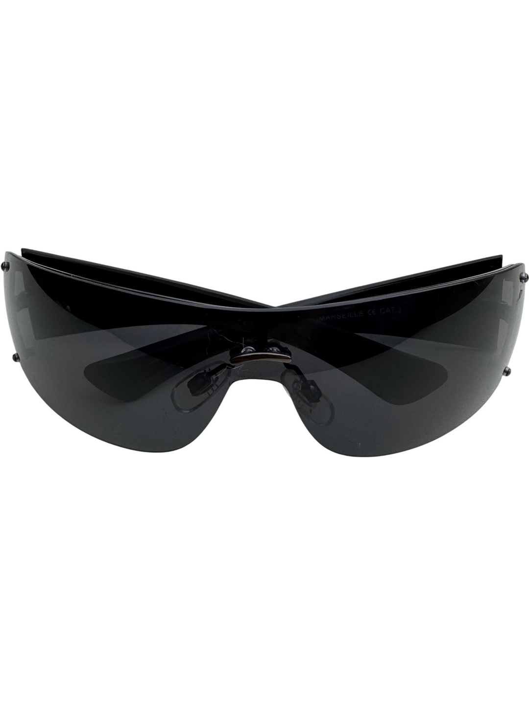 Futuristic Black Wraparound Sunglasses - Think Vintage