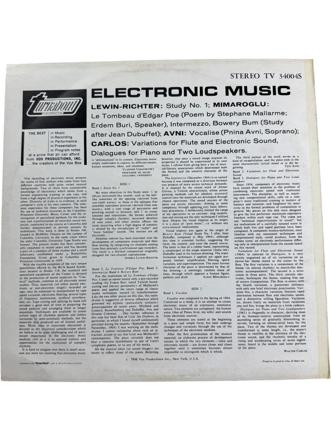 1960s Electronic Music Vinyl Record - Very Good