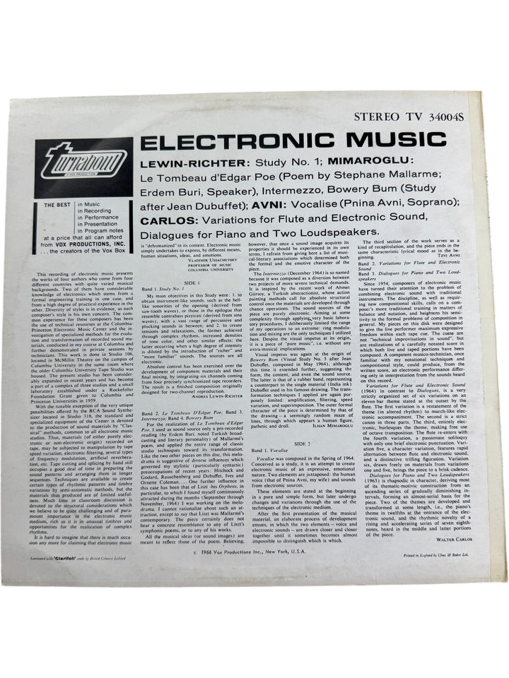 1960s Electronic Music Vinyl Record - Very Good