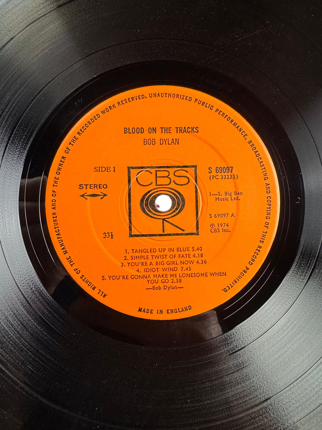 Bob Dylan Blood On The Tracks Vinyl - Very Good