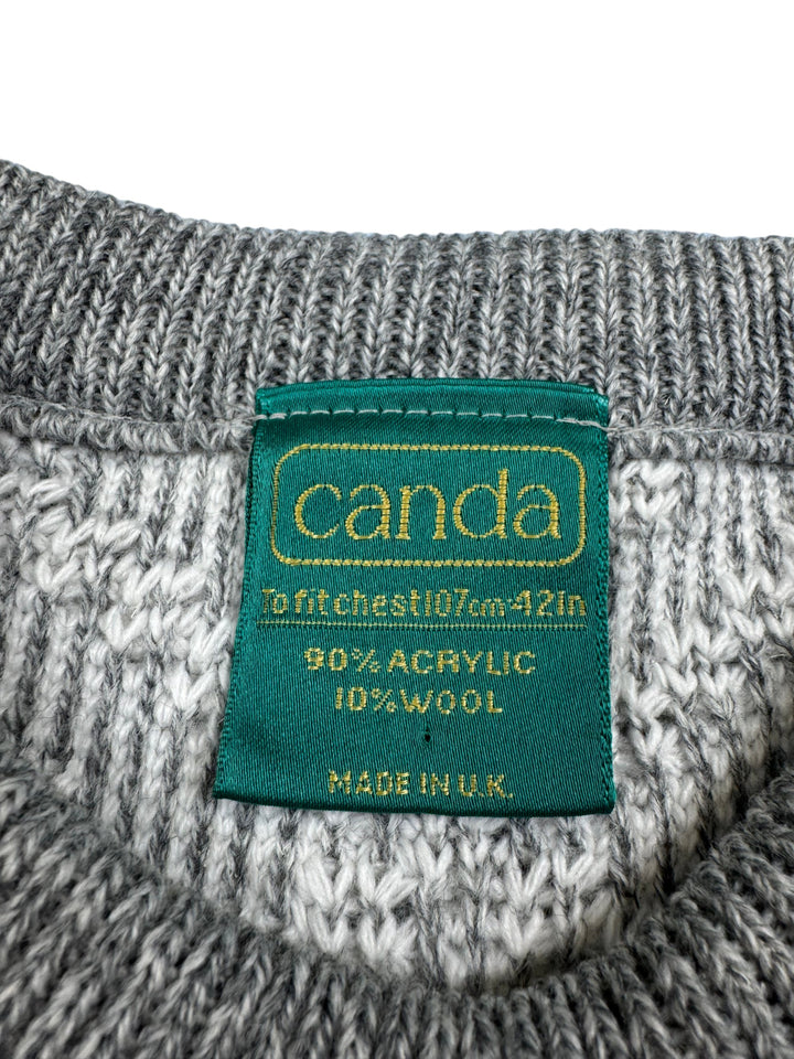 Geometric Patterned Wool Acrylic Sweater - L