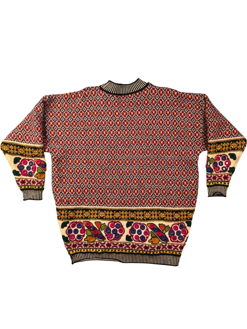 Monsoon Geometric Floral Knit Sweater - Think Vintage