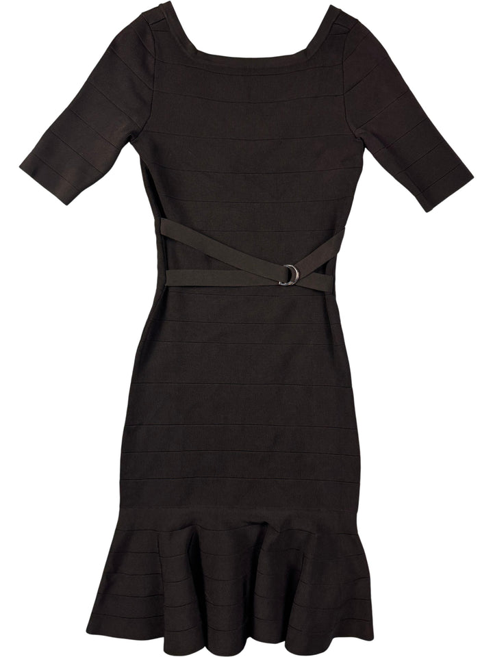 Black Karen Millen V-Neck Fitted Dress