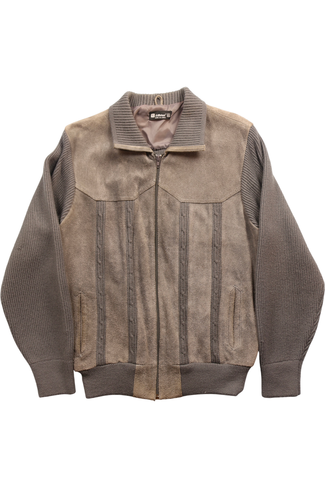 1960s Suede and Knit Cardigan - Think Vintage