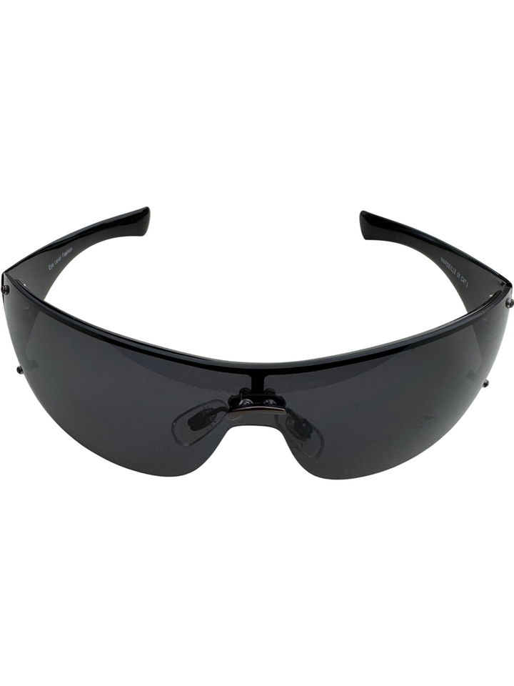 Futuristic Black Wraparound Sunglasses - Think Vintage