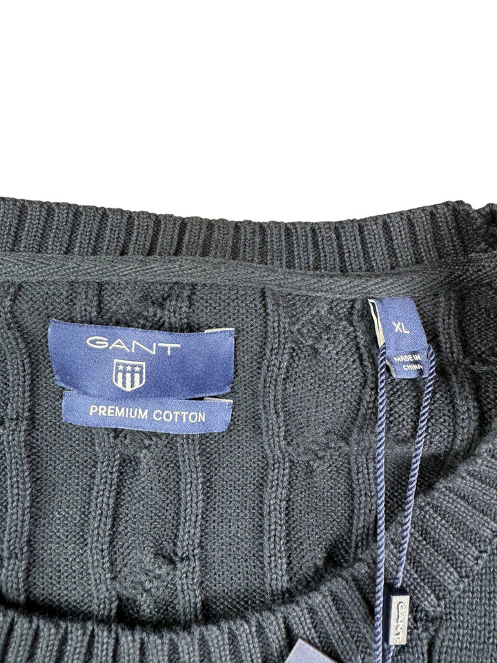 Gant Cotton Cable Crew Sweater Navy - L