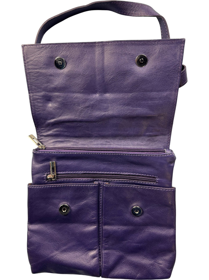 Italian Purple Leather Shoulder Bag