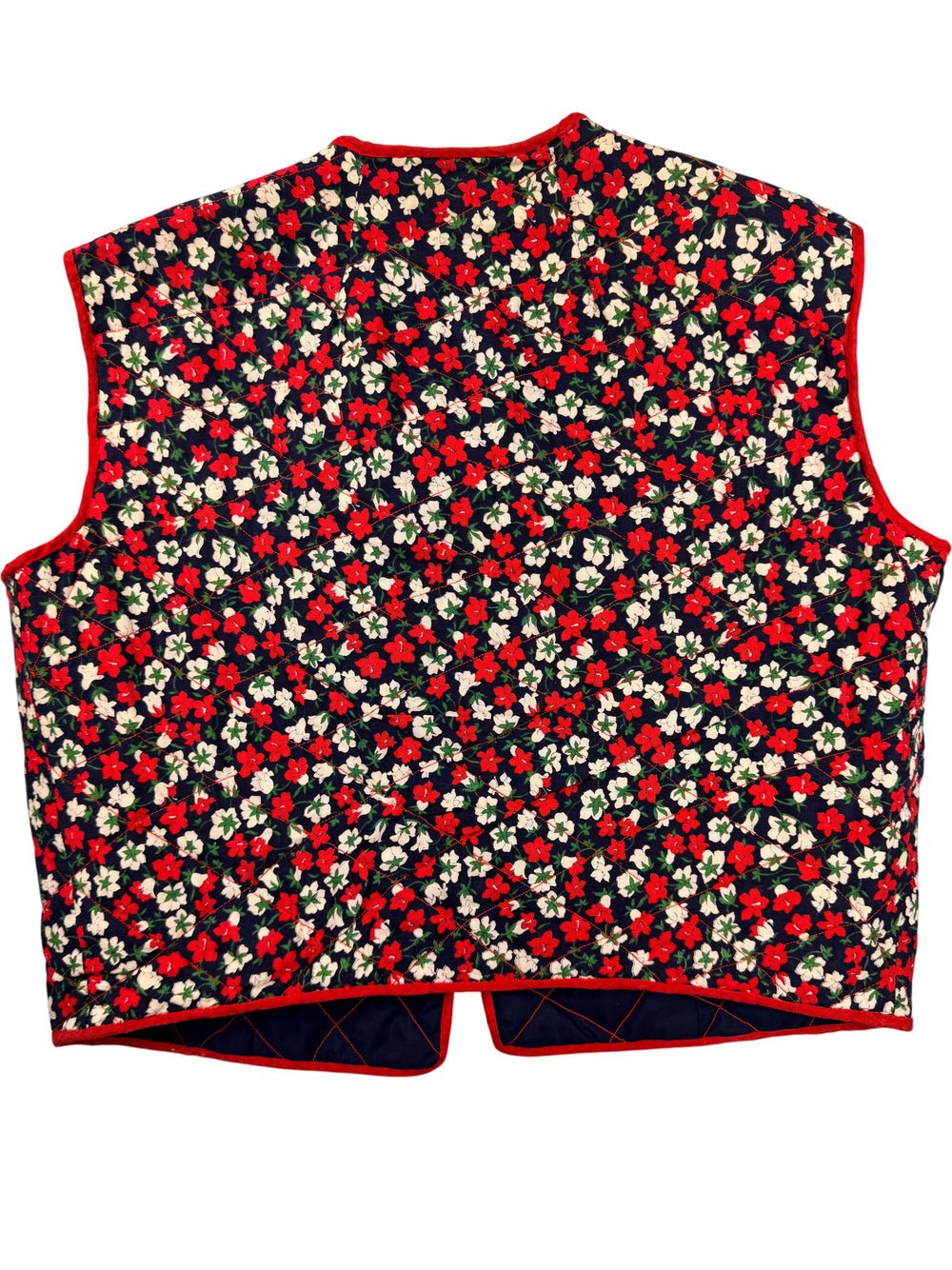 Vintage Floral Quilted Waistcoat - S - Think Vintage