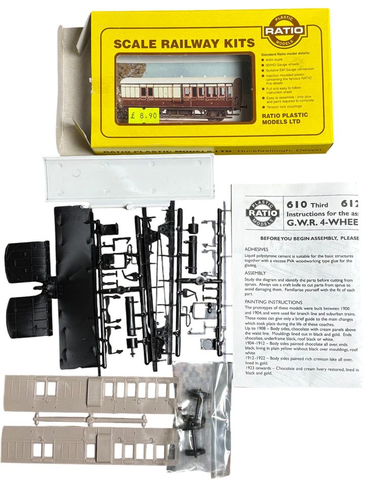 Ratio 613 GWR 4 Wheel Brake Third Kit Plastic Model Railway OO Scale - Think Vintage