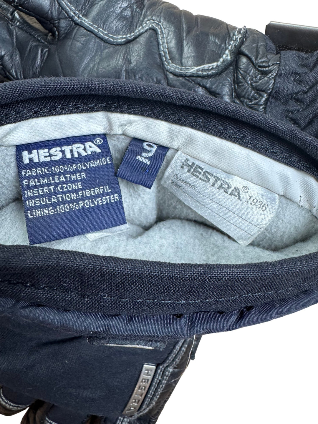 Hestra Black Leather and Polyamide Gloves - L