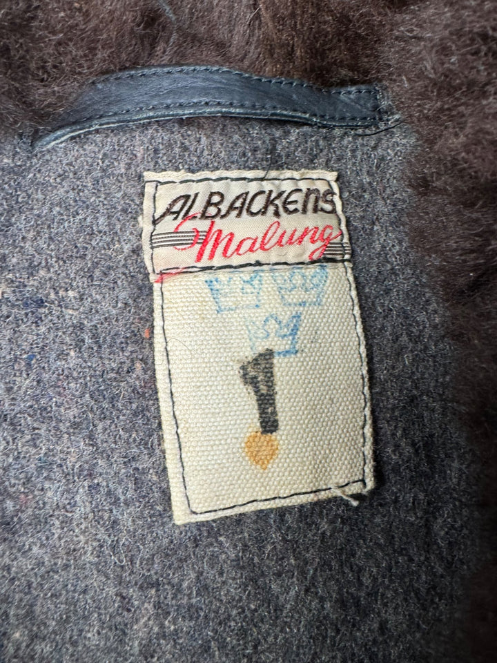 1960s Men's Leather Jacket with Fur Collar -M