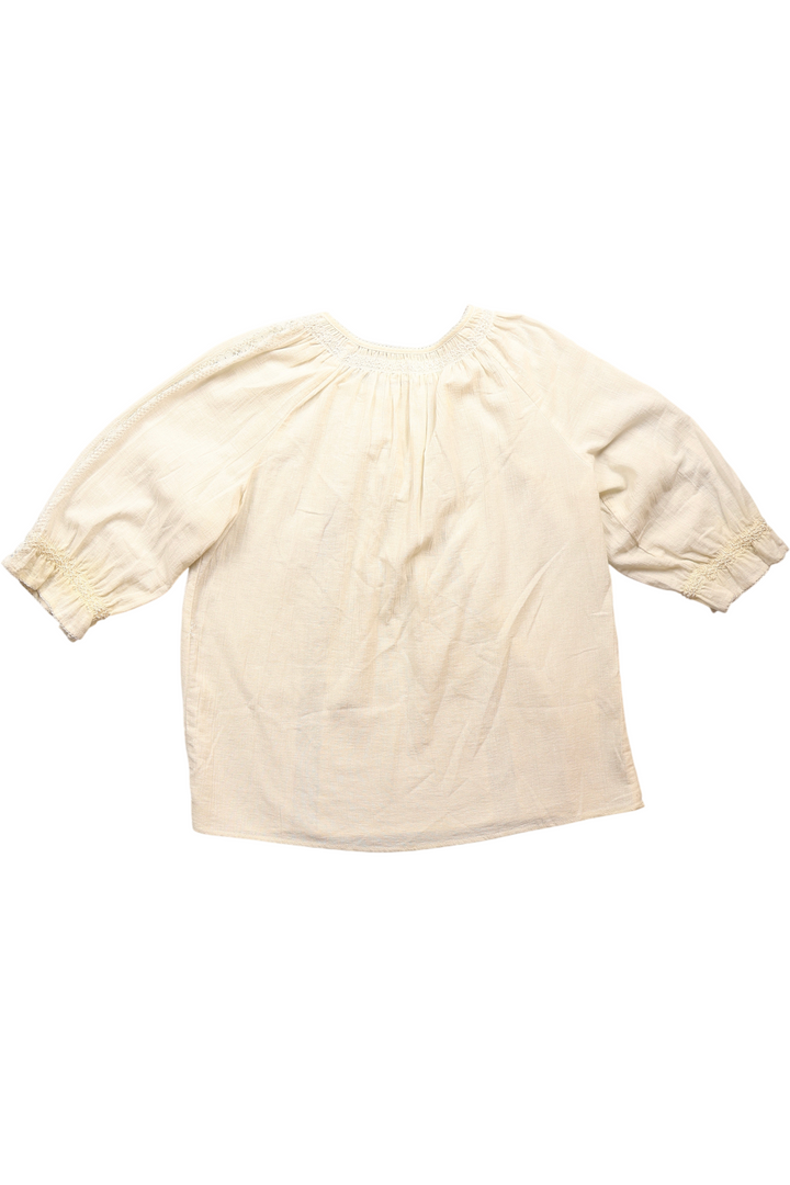 1970s Smocking Blouse with Lace Details - Think Vintage
