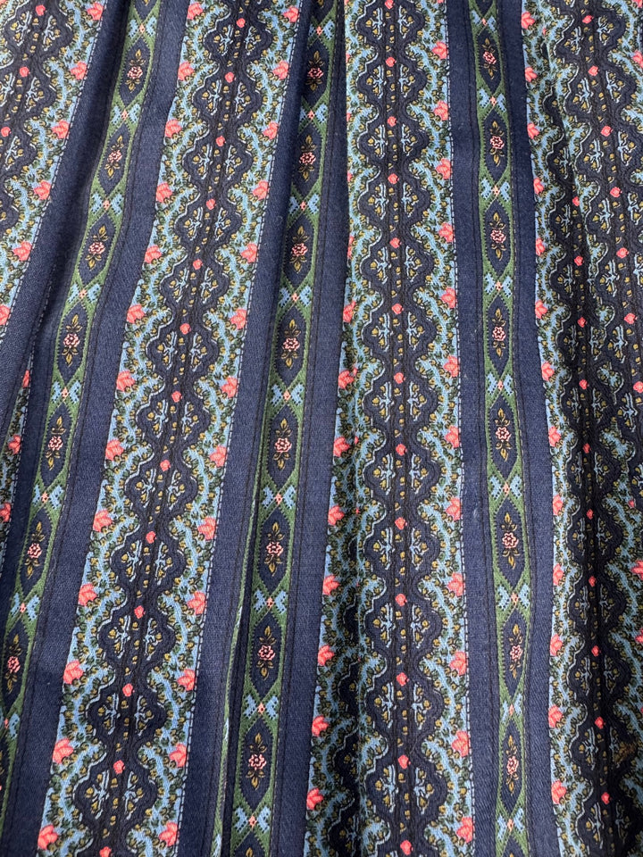 80s Pleated Floral Pattern Skirt - W33
