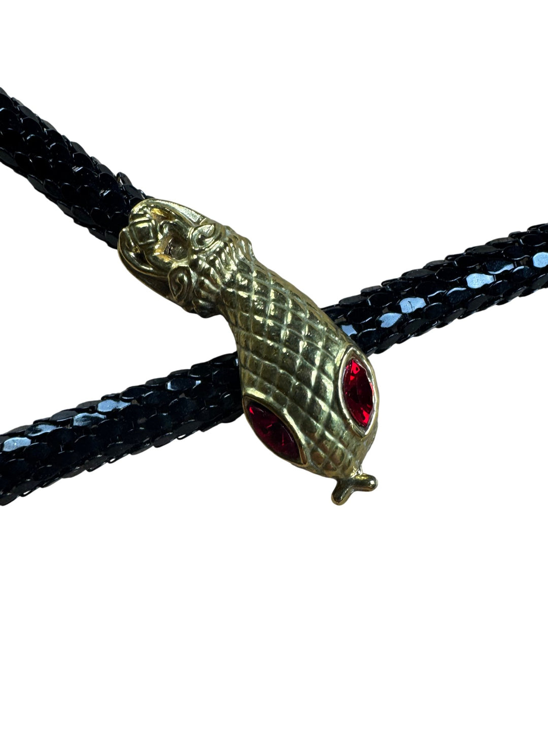 Black Snake Bolo Tie With Gold Head Design