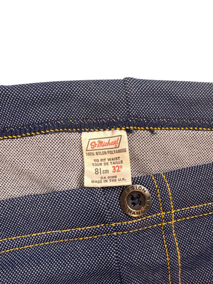 St Michael Nylon Denim Shorts - S - Think Vintage