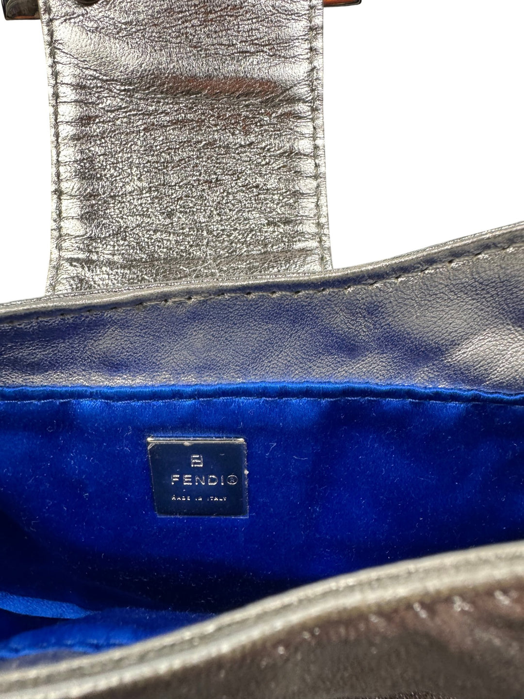 Fendi Metallic Silver Clutch Bag