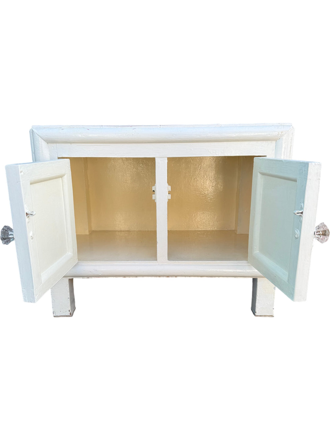 Two-Tone Wooden Cabinet With Floral Tile Top - Think Vintage
