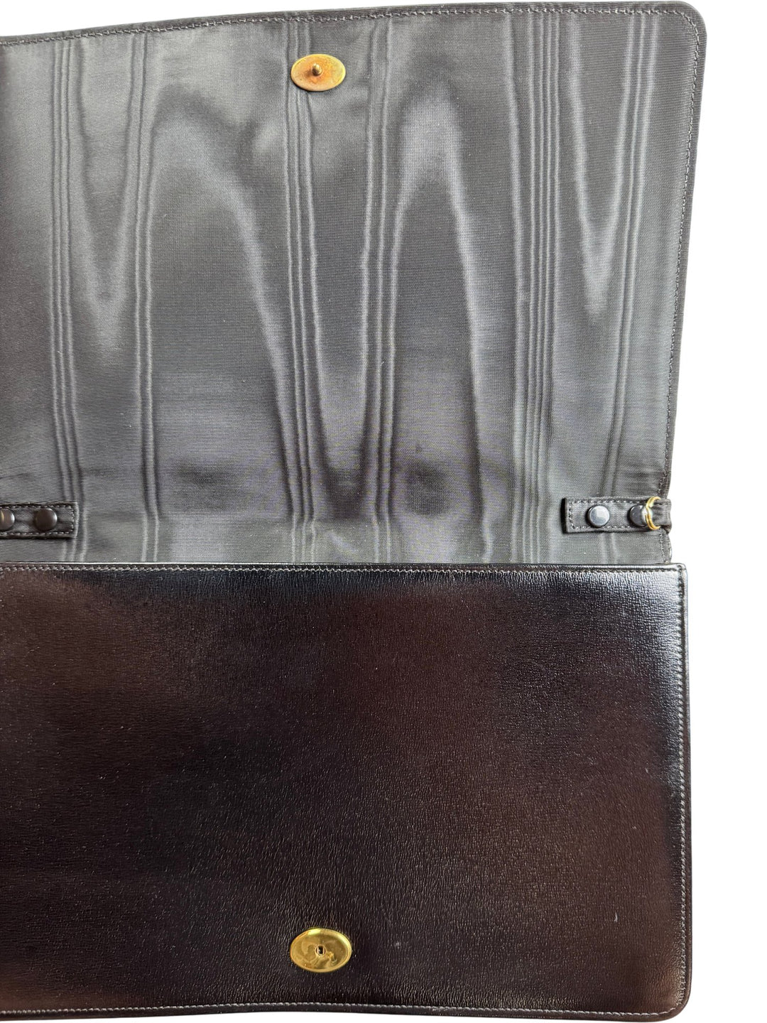 Black Leather Clutch Bag with Woven Design