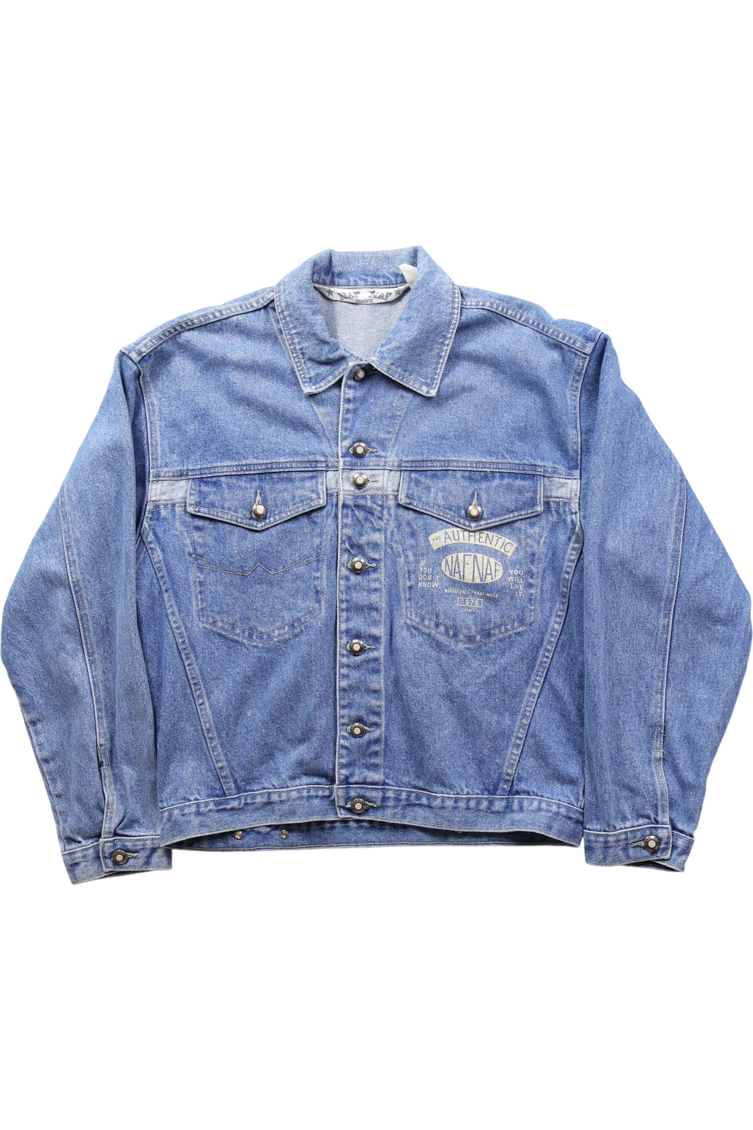 NafNaf Denim Jacket with Graphic Back Patch - Think Vintage