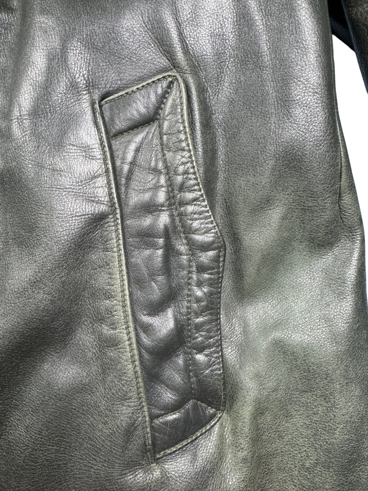 Leather Trench Coat - L
