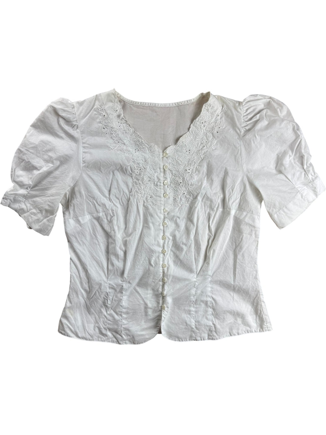 St Michael White Short Sleeve Blouse - M