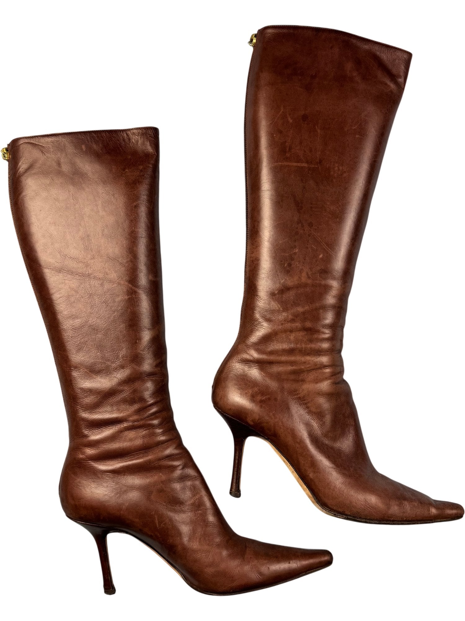 Jimmy Choo Brown Leather Knee-High Boots - Size 7