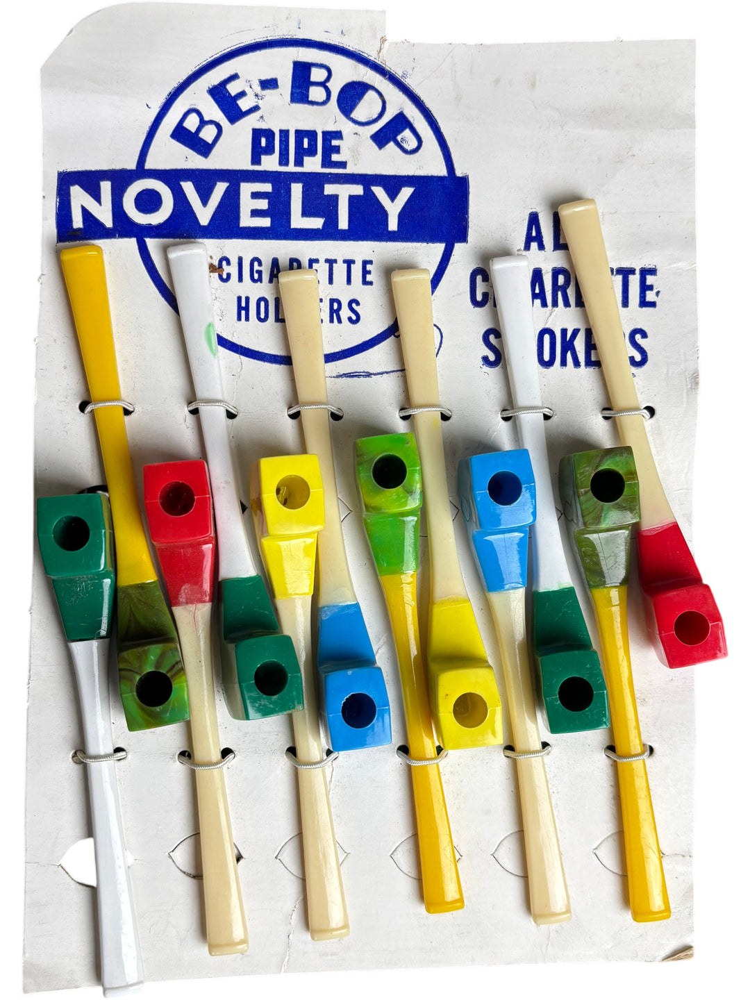 Be-Bop Novelty Pipe Cigarette Holders Set Colourful Retro Design - Think Vintage