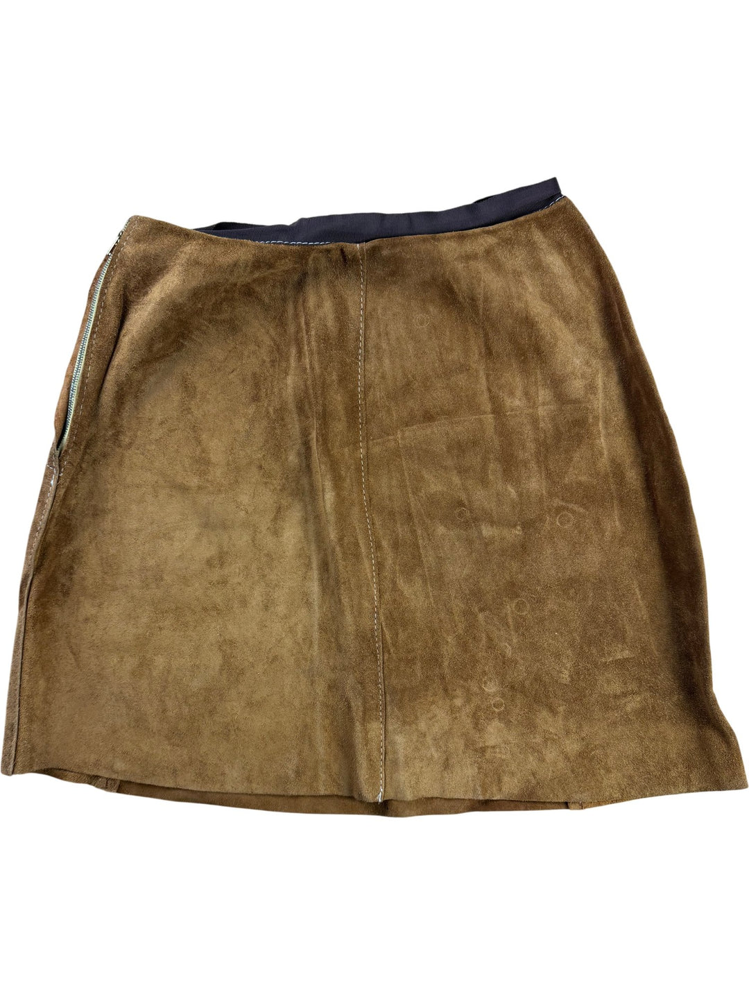 Brown Suede A-Line Skirt - W27