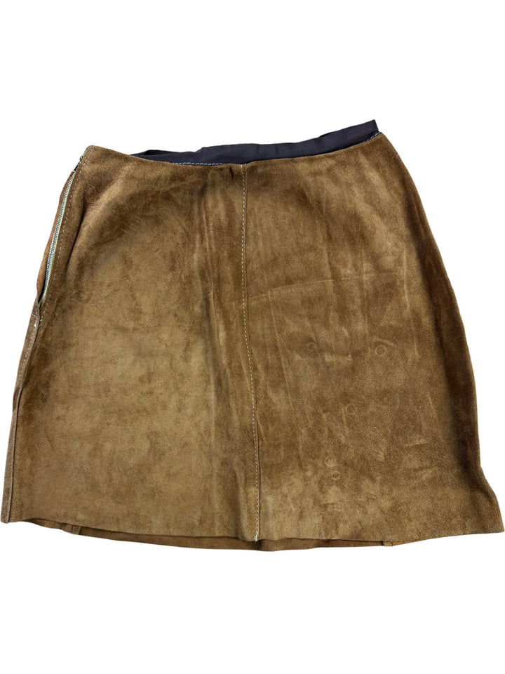 Brown Suede A-Line Skirt - W27