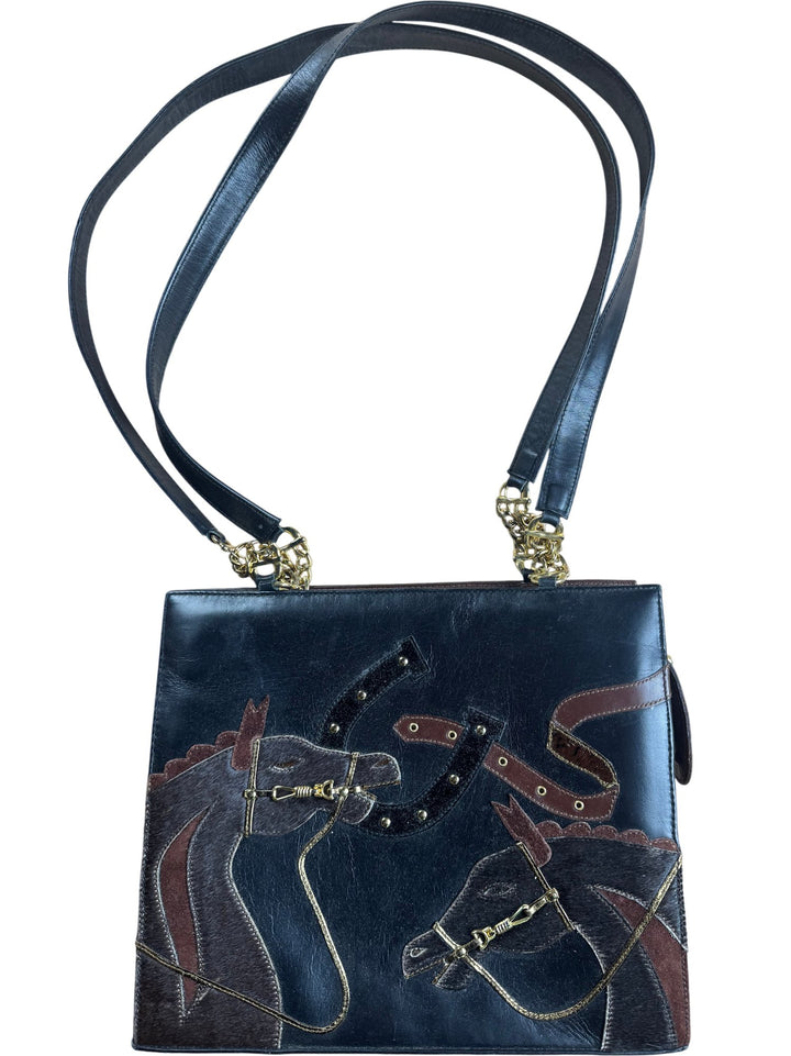 Beverly Feldman Horse Design Leather Saddle Bag