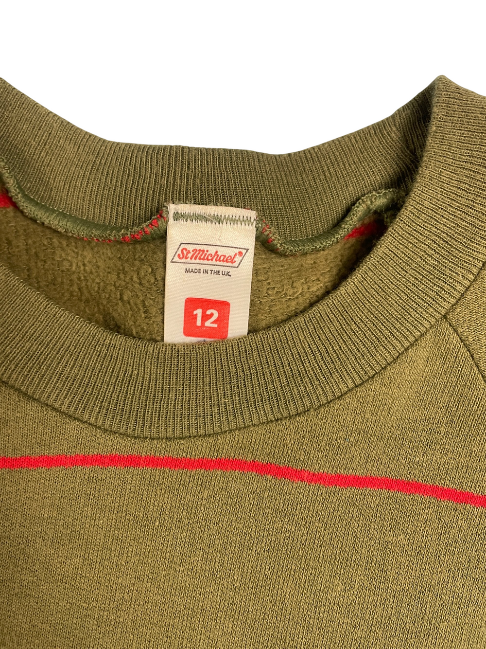 1970s Olive Striped Sweatshirt - Think Vintage