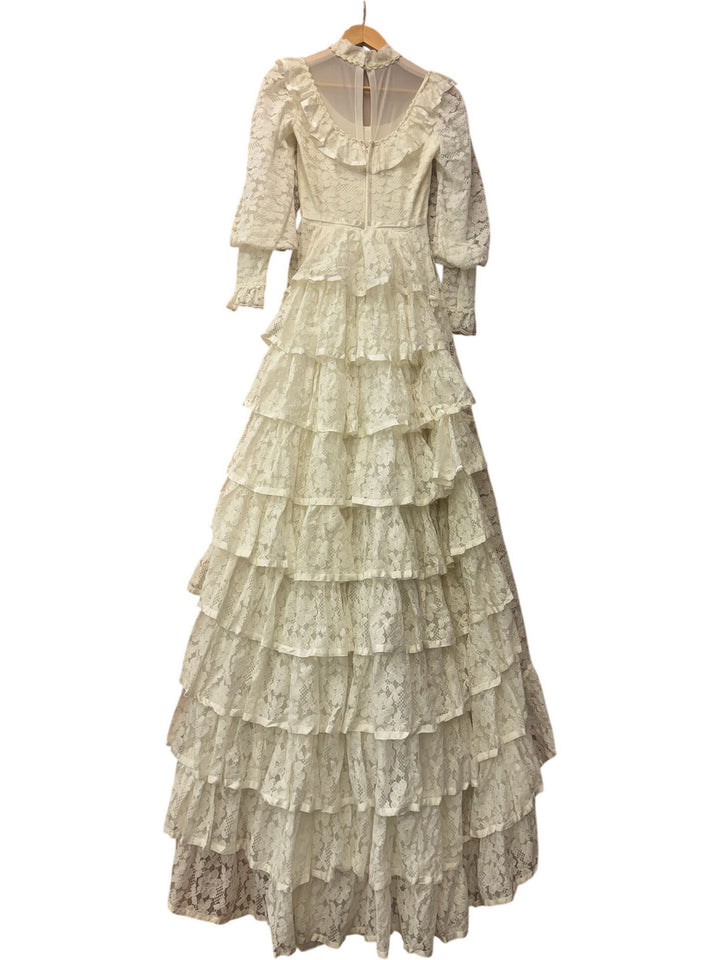 1970s Lace Wedding Dress With Ruffled Details