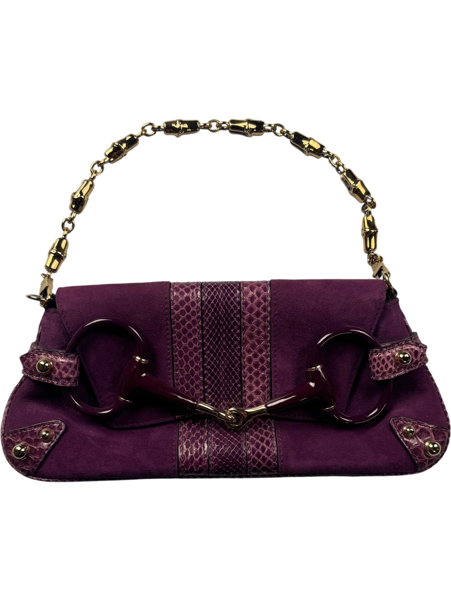 Gucci Purple Suede and Snakeskin Clutch Bag