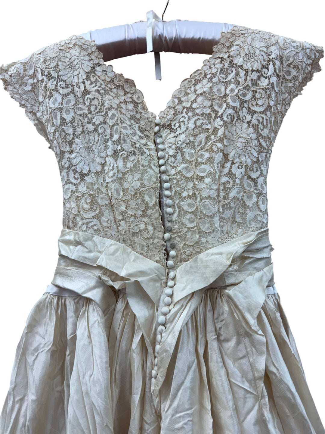 1950s Lace and Silk Wedding Dress