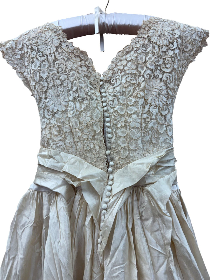 1950s Lace and Silk Wedding Dress