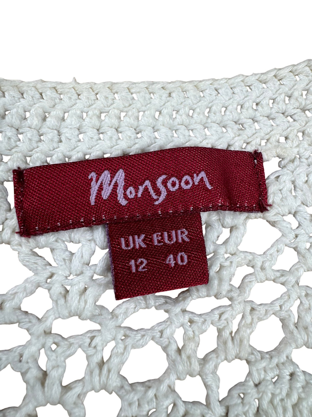 Monsoon Crochet Button-Up Dress - S