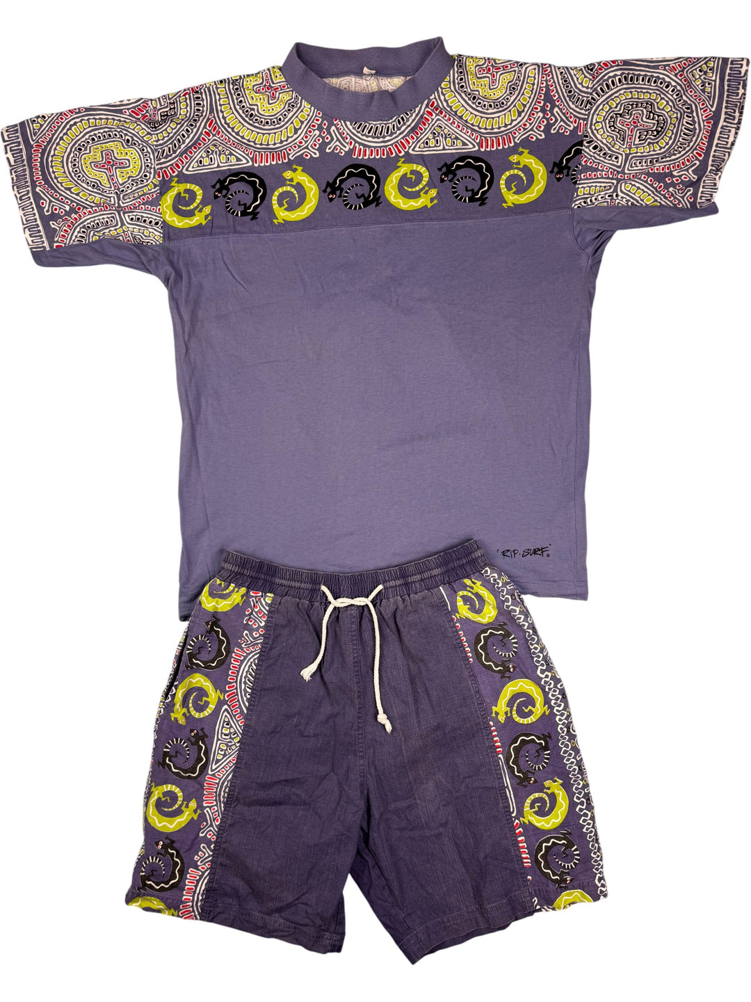 90s Rip Surf Graphic T-Shirt and Shorts Set - S - Think Vintage