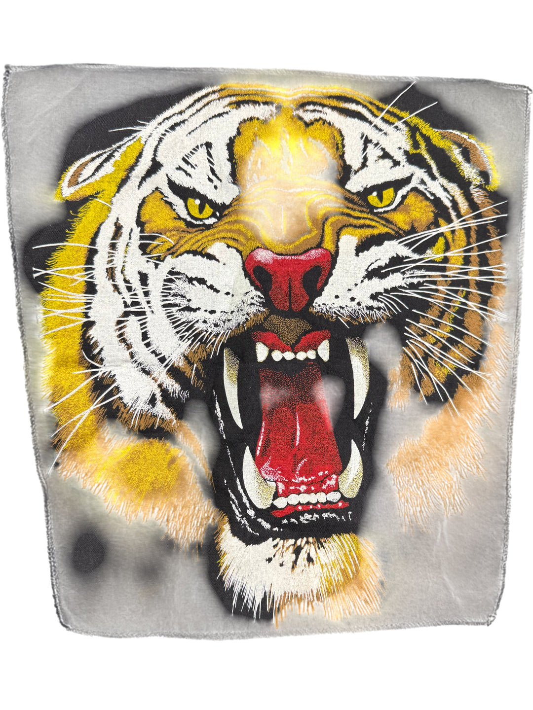 Embroidered Tiger Bomber Jacket with Faux Fur Collar - L