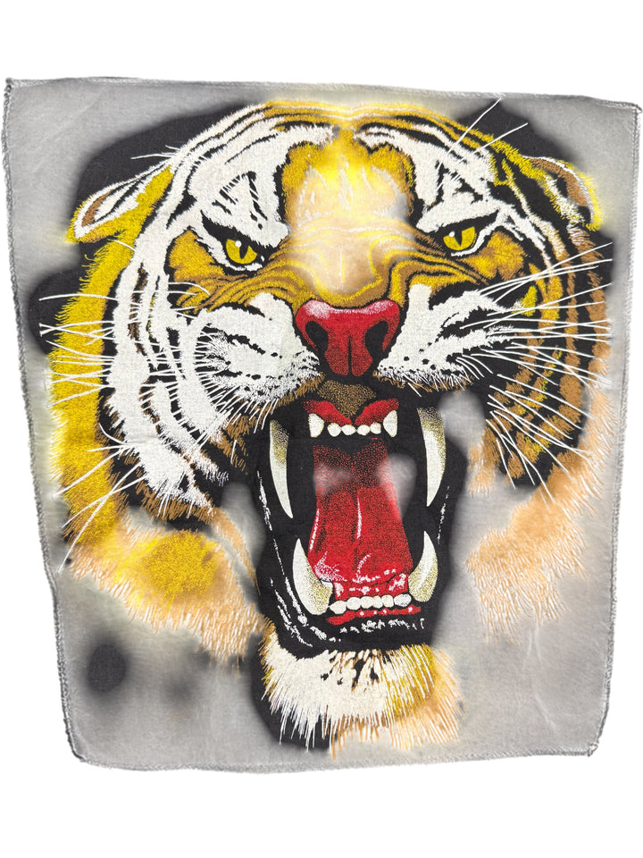 Embroidered Tiger Bomber Jacket with Faux Fur Collar - L