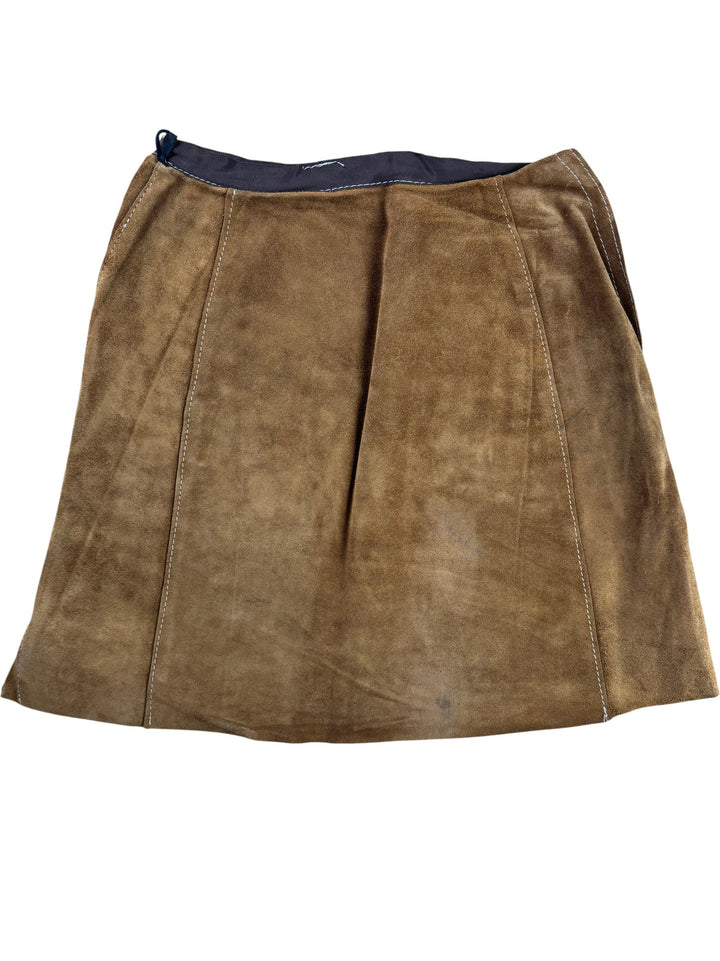 Brown Suede A-Line Skirt - W27