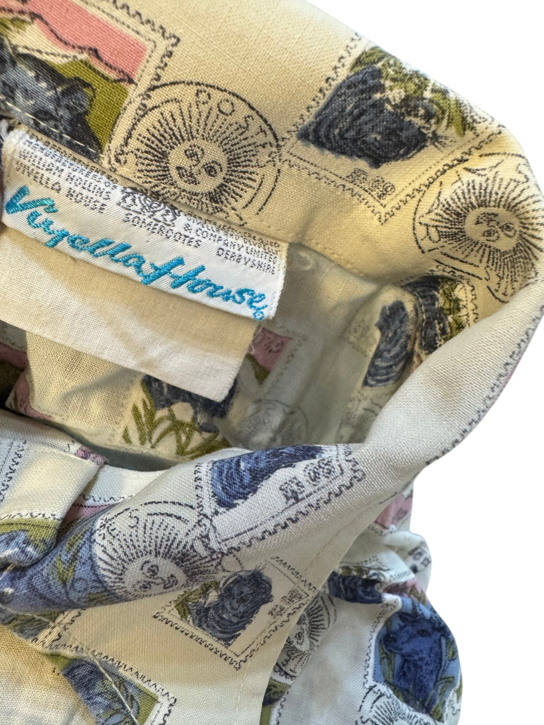 1970s Dagger Collar Postal Print Long Sleeve Shirt - Age 5/6