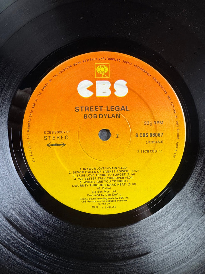 1978 Bob Dylan Street Legal Music Album - Good+