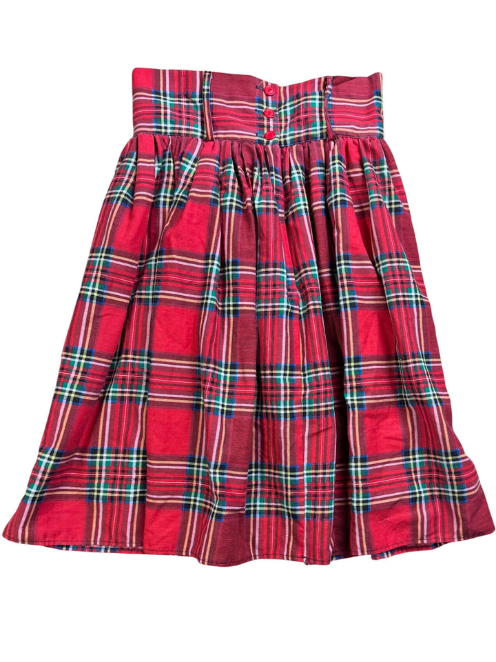 Red Tartan Gathered Skirt