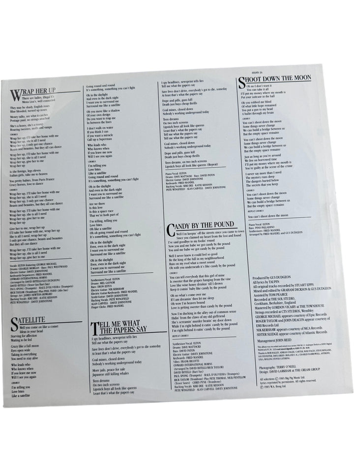 Elton John Ice On Fire Vinyl Album - Good+