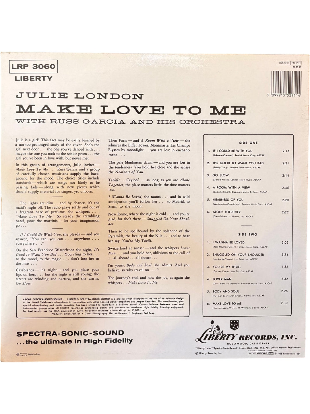 Julie London Make Love To Me Vinyl - Good