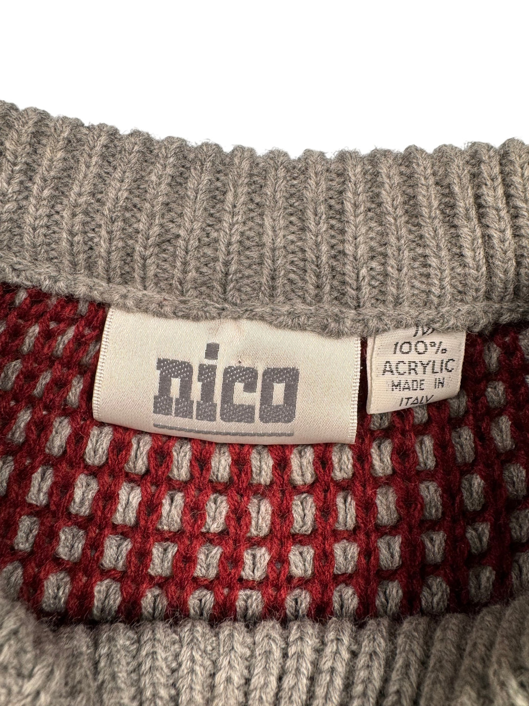 Retro Italian Knit Acrylic Sweater - M