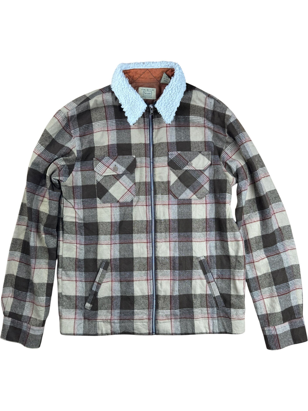 Sears Checkered Sherpa Collar Jacket - M/L