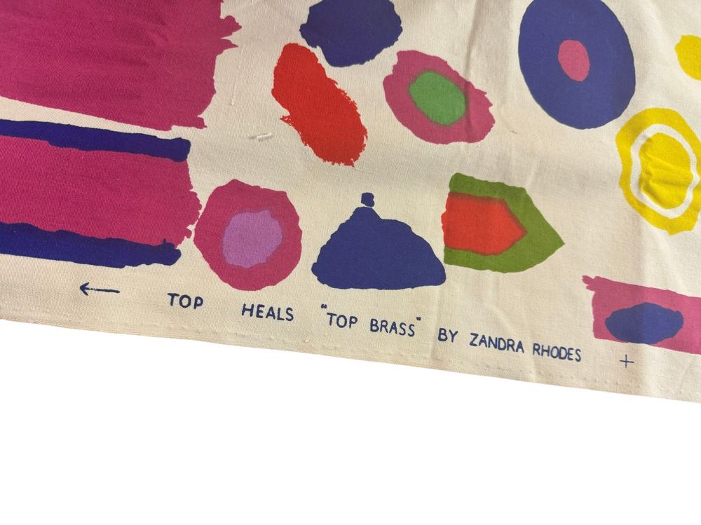 Zandra Rhodes Colorful Abstract Pattern Fabric - Think Vintage