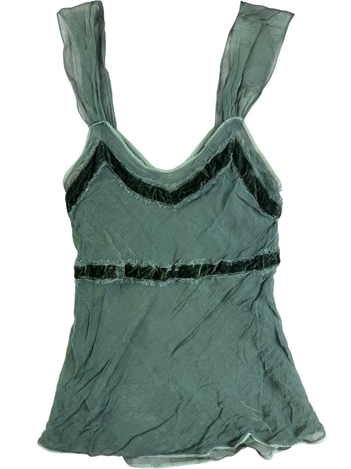 John Galliano Sheer Green Camisole - XS