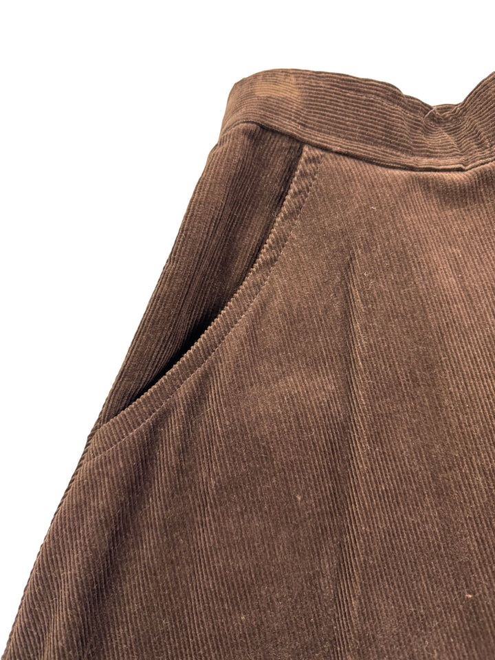 Brown Corduroy Gathered Skirt - XS - Think Vintage